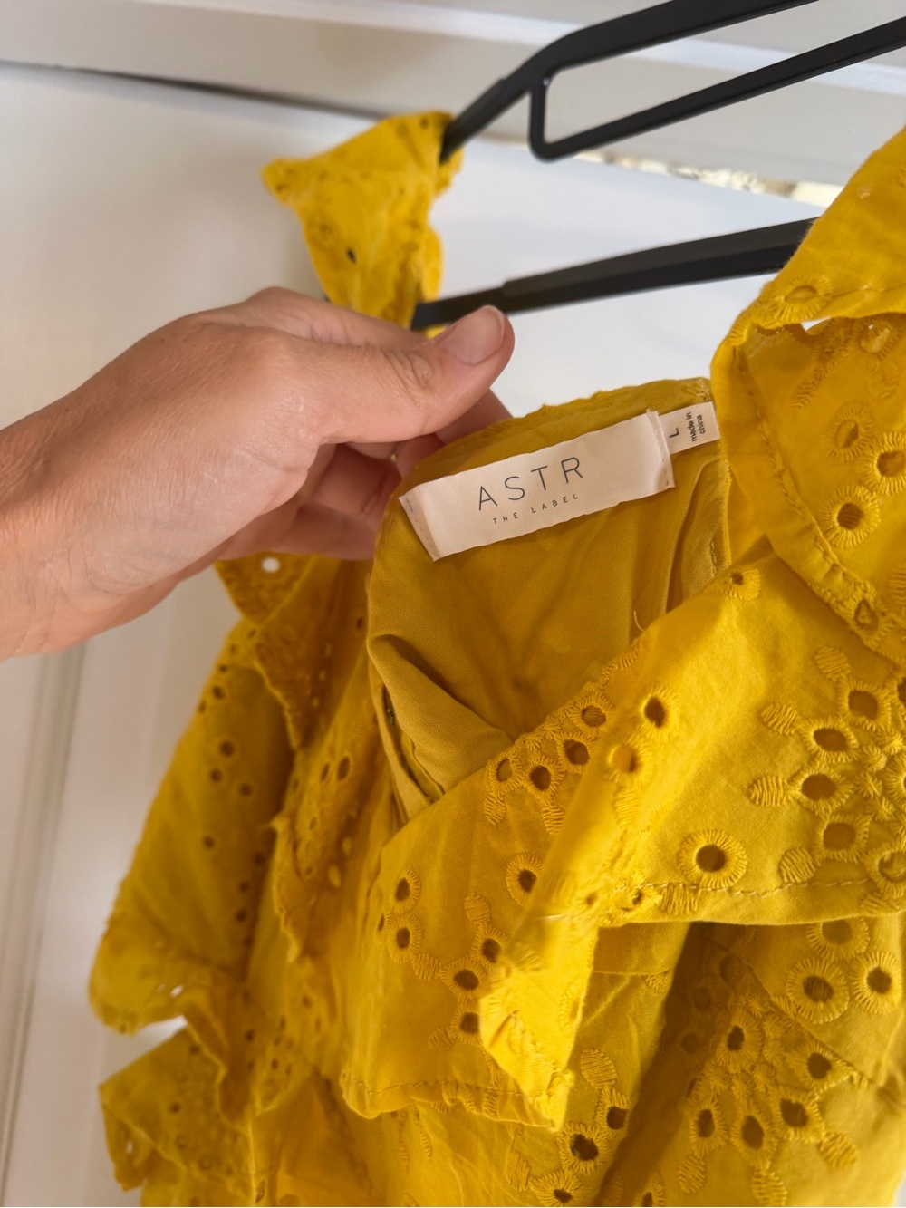 Astr Yellow Eyelet Ruffle Mini Dress - Picture 3 of 3